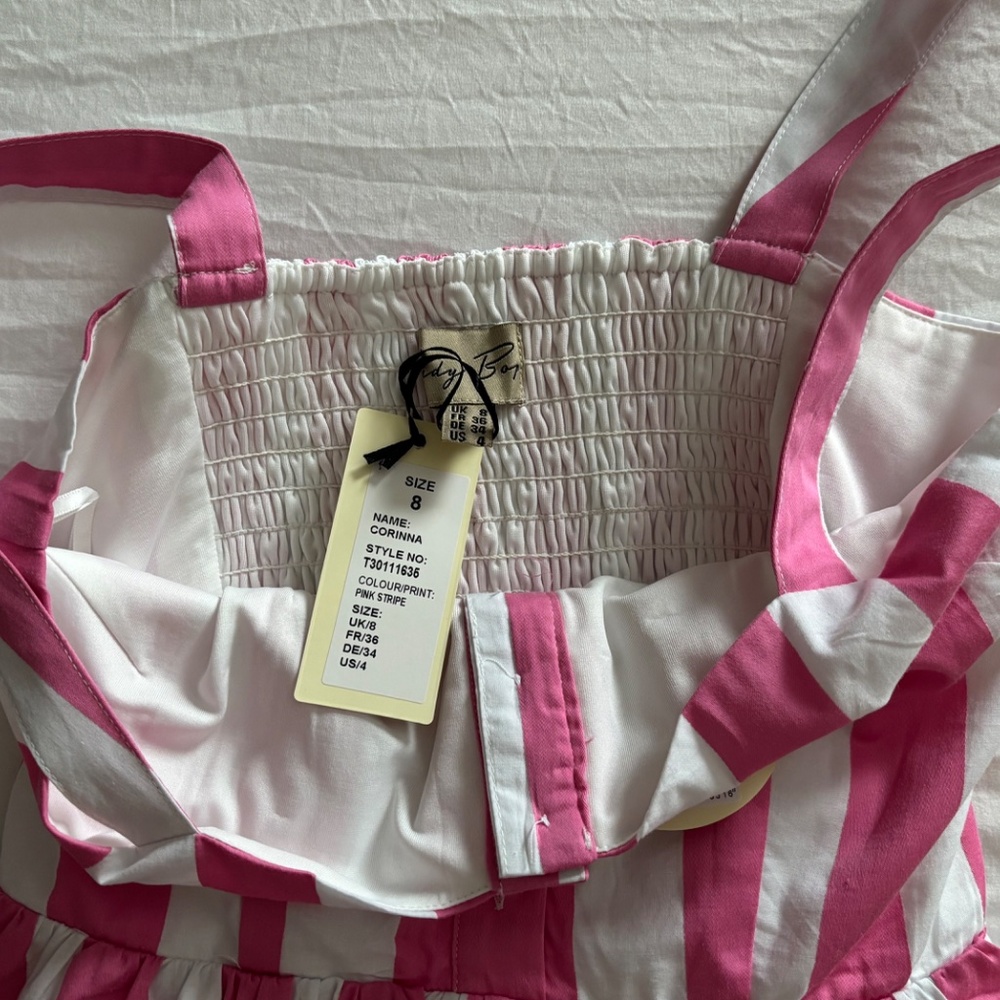 NWT! Lindy Bop Corinna Dress Pink/White Stripe XS - Picture 5 of 9